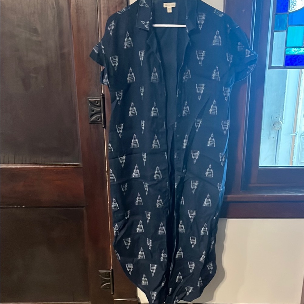 Navy Blue Patterned Men's Shirt